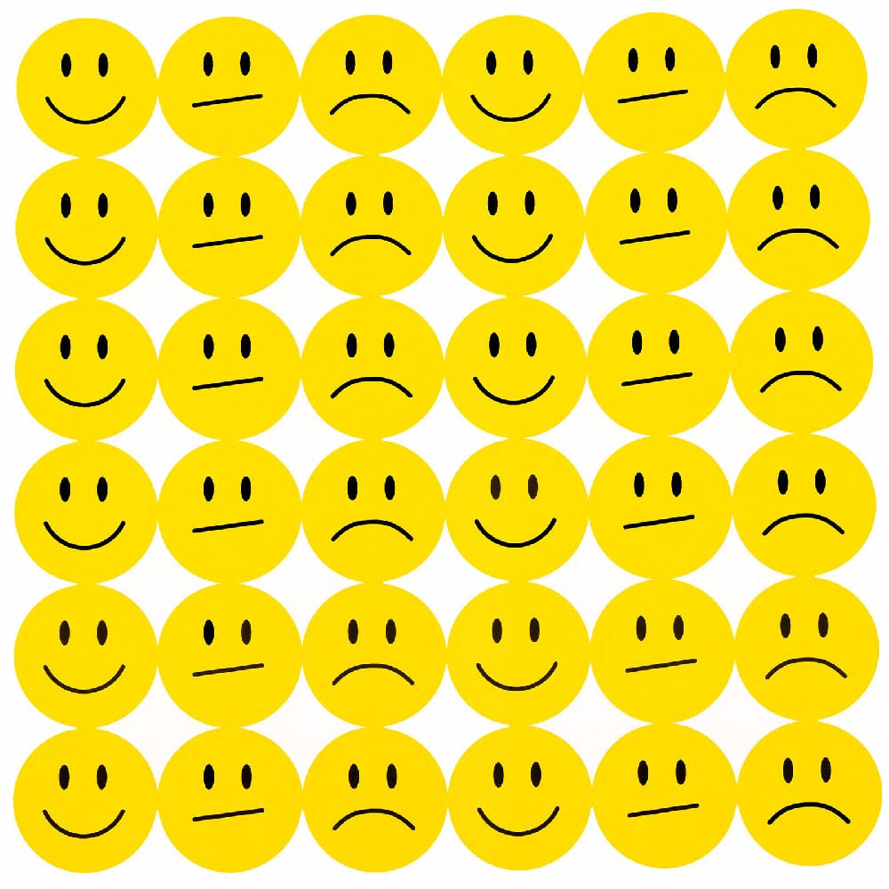180 Smiley Sticker Set Aufkleber Lächeln Emoji Smily Face - gelb