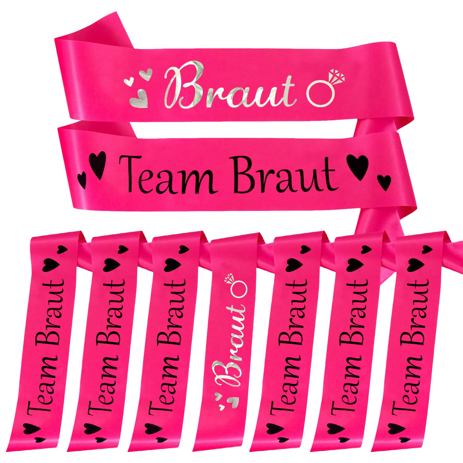 Schärpe Braut + Team Braut Schärpen Set JGA Junggesellinnenabschied  Accessoires pink