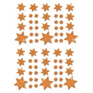 68 Sterne Sticker Aufkleber Glitzernd Funkelnd Weihnachtsdeko Weihnachtssterne - champagner