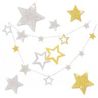 Deckenhänger Girlande Sterne Weihnachten Weihnachts Deko - silber-gold