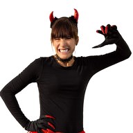 Hexe Teufel Kostüm Accessoire Set - Haarreifen + Handschuhe + Halsband Halloween