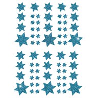 68 Sterne Sticker Aufkleber Glitzernd Funkelnd Weihnachtsdeko Weihnachtssterne - türkis