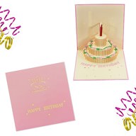3D Geburtstagskarte Grußkarte Happy Birthday Pop Up Karte - rosa