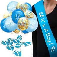 Baby Shower Party Deko Set Jungs - It's A Boy! Schärpe + Konfetti Ballons + Konfetti