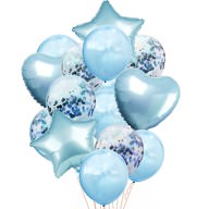 Konfetti Folien Luftballon Set 14 Stk Geburtstag Party Hochzeit JGA - blau