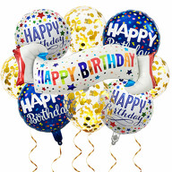 Happy Birthday Geburtstag Deko Set - Folien Ballons + Konfetti Luftballons für Kinder Geburtstag Jubiläum