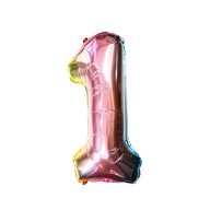 1x Folien Luftballon mit Zahl 1 Kinder Geburtstag Jubiläum Party Deko Ballon bunt