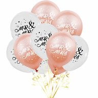 10 Luftballons Mr & Mrs für Hochzeit Feier Deko Hochzeitsdeko Hochzeitsgeschenk weiß roségold