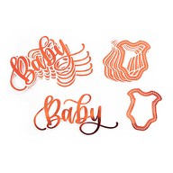 12 Konfetti 6 Baby + 6 Hemdchen für Mädchen Baby Shower Geburt Deko - roségold