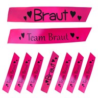 Schärpe Braut + Team Braut Set JGA Hen Party Bride to Be pink