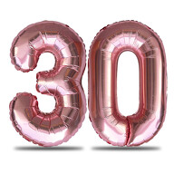 XXL Folien Luftballon Zahl 30 für Geburtstag Jubiläum Hochzeitstag Party Deko Ballons - rosé