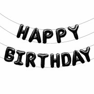 Happy Birthday Folienballon Girlande in schwarz Geburtstag Party Feier Deko