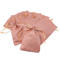 12 Baumwollsäckchen Baumwollbeutel mit Zugband Stoffsäckchen für Geschenke als Deko Weihnachten rosa