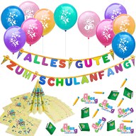 Schuleinführung Schulanfang Einschulung Deko Set - Luftballons + Girlande + Servietten + Konfetti