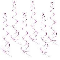 6 Wirbel Spiral Deckenhänger Girlande mit Spiegeleffekt - rosa