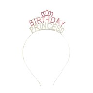 Haarreifen Birthday Princess mit Diamanten + Krone Haarreif Geburtstag Mädchen Damen silber pink Metall