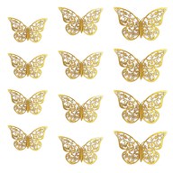 3D Schmetterlinge 12er Set glänzend für die Wand zum Kleben Wandtattoo Wanddeko - gold