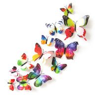 3D Schmetterlinge 12er Set Wandtattoo Wandsticker Wanddeko -Regenbogen