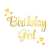Bügelbild Birthday Girl + Herzen Aufbügelbild Geburtstag Kindergeburtstag Mädchen Frauen - gold