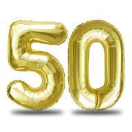 XXL Folien Luftballon Zahl 50 für Geburtstag Jubiläum Goldene Hochzeit Party Deko Ballons 1m - gold