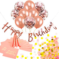 Geburtstag Party Deko Set - Happy Birthday Girlande + Konfetti Luftballon Set + Servietten + Konfetti