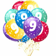 Luftballon Set Zahl 9 für 9. Geburtstag Kindergeburtstag Party 10 Deko Ballons Geburtstagsdeko bunt