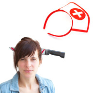 Haarreifen Set Krankenschwester + Messer im Kopf Haarreif für Fasching Karneval Motto Party Kostüm Accessoires