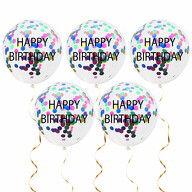 Konfetti Luftballon Set Happy Birthday für Kinder Geburtstag Party 5 Deko Ballons Geburtstagsdeko bunt