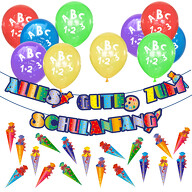 Schuleinführung Schulanfang Einschulung Deko Set - Alles Gute zum Schulanfang Girlande Luftballons Konfetti