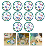 10x Buttons mit Schulkind Zahlen ABC Stift Zuckertüte Motiven Anstecker für Schuleinführung Einschulung - blau