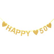 Happy 50 Girlande Banner Geburtstag Goldene Hochzeit Birthday - gold