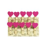 10 Mini Wäscheklammern Holz Miniklammern Deko Klammern - pinke Herzen