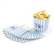 8 Popcorn Schachtel Tüte Box Schwangerschaft Baby Shower - blau