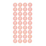 108 Kreuz Sticker Aufkleber Set Taufe Kommunion Konfirmation Deko - rosa weiß