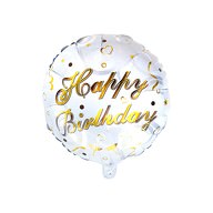 Happy Birtday Folien Luftballon Rund Geburtstag Kindergeburtstag Jubiläum weiß gold