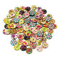 100x Holz Knöpfe Blumen Kinderknöpfe Buttons Nähen Kleidung Basteln