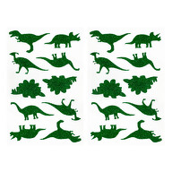 20 Dino Sticker Glitzer Dinosaurier Aufkleber zum Basteln Spielen Scrapbooking Dekorieren - grün