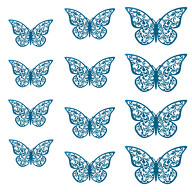 3D Schmetterlinge 12er Set glänzend für die Wand zum Kleben Wandtattoo Wanddeko - blau