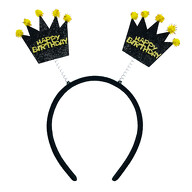 Haarreif Happy Birthday Kronen Kopfschmuck Haarreifen Accessoire für Geburtstag Jubiläum - schwarz gold