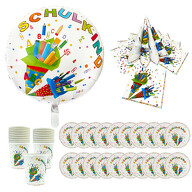 Schuleinführung Einschulung Deko Set - Folienballon Schulkind + 20 Servietten + 20 Pappteller + 20 Pappbecher