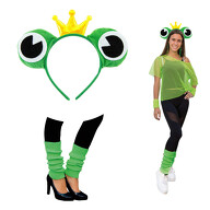 Frosch Kostüm Accessoire Set - Frosch Augen Haarreif + Beinstulpen grün für Damen Fasching Karneval