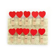 10 Mini Wäscheklammern Holz Miniklammern kleine Deko Klammern - Herzen