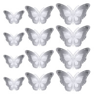3D Schmetterlinge 12er Set aus Metall glänzend für die Wand zum Kleben Wandtattoo Wanddeko - silber