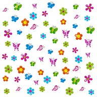 68 Sticker Aufkleber Blumen Schmetterlinge glitzernd Kinder - bunt