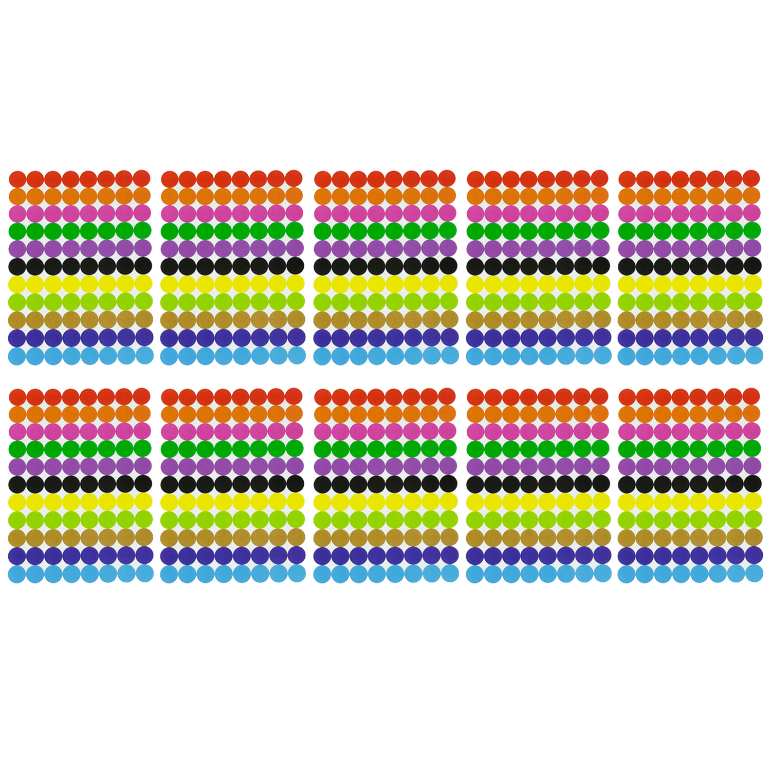 880 Markierungspunkte Klebepunkte Sticker Punkte Aufkleber zum Markieren Ø  10 mm - 11 Farben