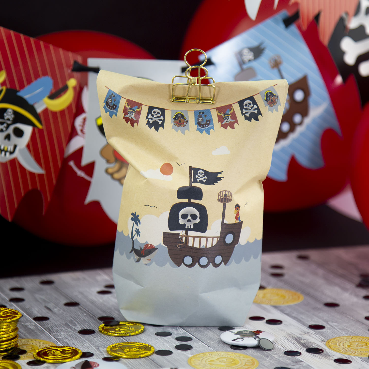 8 Piraten Geschenktüten Mitgebsel Tüten Pirat Piratenparty Geschenktaschen Deko 