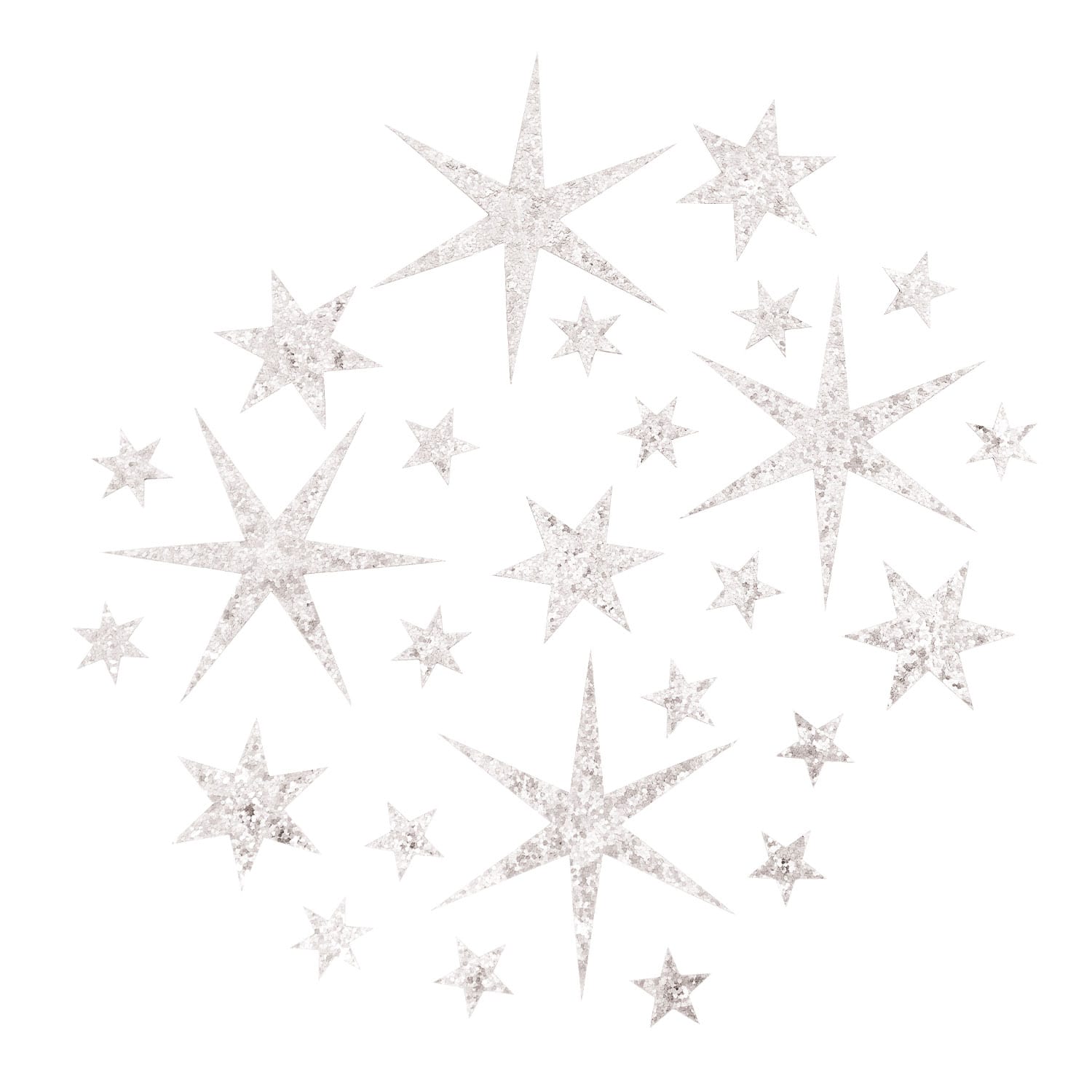 24 Sterne Sticker mit Pailletten Stern Aufkleber Glitzernd Weihnachtsdeko  Deko Weihnachten - silber