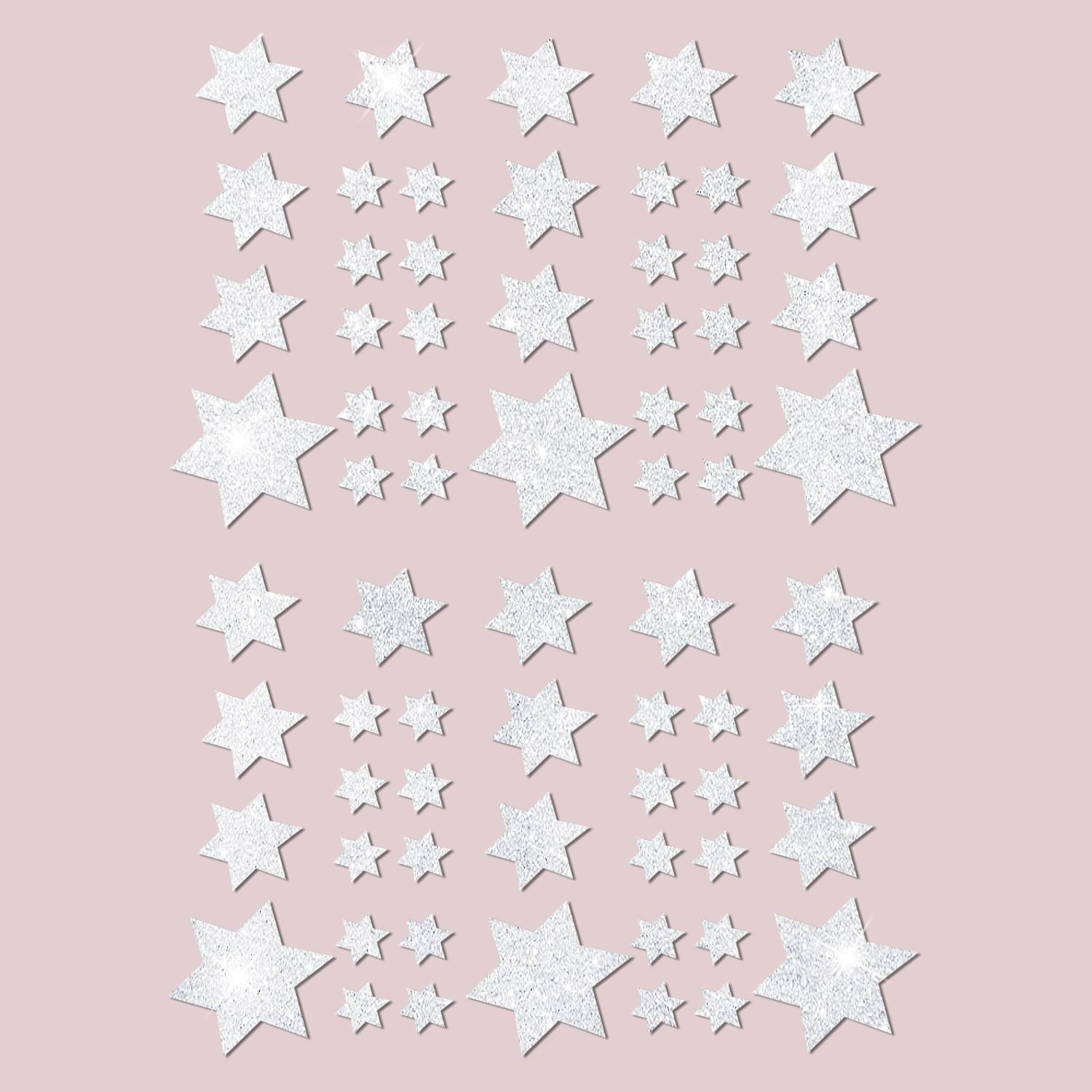 68 Sterne Sticker Aufkleber Glitzernd Funkelnd Weihnachtsdeko  Weihnachtssterne - weiß