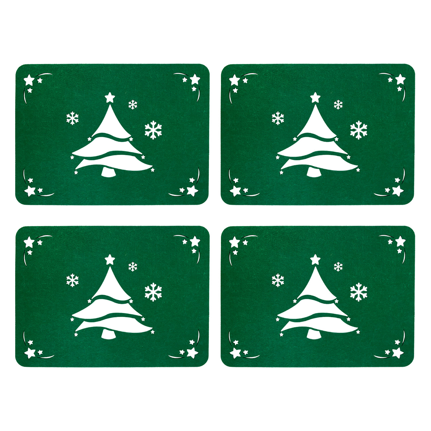 4 Filz Platzmatten - als Tannenbaum Weihnachtsdeko Weihnachtsbaum Tischdeko Untersetzer grün