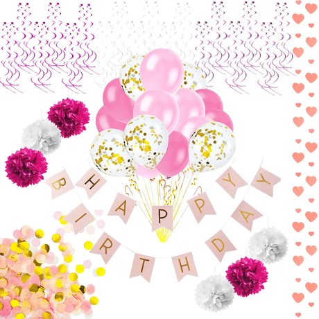 Happy Birthday Geburtstag Party Feier Deko Set - Girlanden Ballons uvm